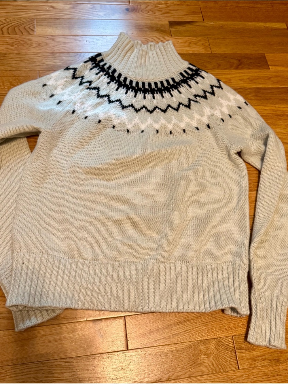 Greylin Mint Green and Black Fair Isle Mock Neck Sweater